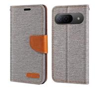 Shantime Oxford Stoff Flip Wallet Hülle Kompatibel mit Doogee B10, Robuste Magnetische Hülle mit Kartenfächern und Standfunktion(Grau)