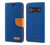 Shantime Oxford Stoff Flip Wallet Hülle Kompatibel mit Doro 8040, Robuste Magnetische Hülle mit Kartenfächern und Standfunktion(Blau)