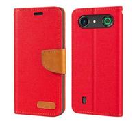 Shantime Oxford Stoff Flip Wallet Hülle Kompatibel mit Doro Aurora A10, Robuste Magnetische Hülle mit Kartenfächern und Standfunktion(Rot)