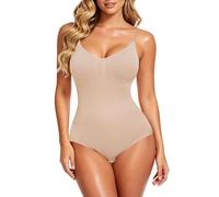 SHAPERIN Shapewear Damen Bodysuit Bauchweg Figurenformend Body Shaper Verstellbarer Schultergurt Miederbody Tummy Control Formbody Beige S