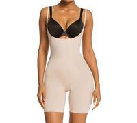 SHAPERX Damen Shapewear Bauchweg Bodysuit Fajas Colombianas Body Shaper Figurformender Formende Abnehmen Shaping Bodysuit, UK-SZ2490293-Beige-M