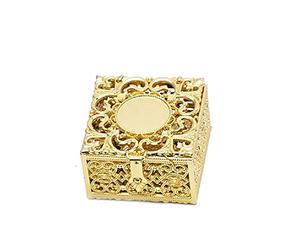 ShapeW Rosenkranz-Perlen-Box, Halskette, Metall, christlicher, katholischer, religiöser Schmuckkoffer, Aufbewahrung, Organizer, Geschenk, goldene Rosenkranz-Halskette für Herren