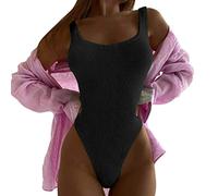 Shaping Badeanzug Damen Bauchweg mit Cups, Sexy Badeanzüge für Frauen Hoher Beinausschnitt Einteilige Bademode U Ausschnitt Monokini Strandmode Swimsuit Schwimmanzug