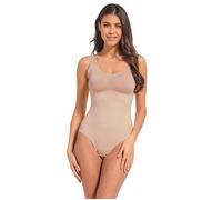 Shaping-Body MAGIC BODYFASHION, Damen, Gr. S, Cup C, braun (cappuccino), Obermaterial: 85% Polyamid, 15% Elasthan, eng normal, tiefer Rundhals, Bodys, starke Kompression, nahtlos, eng, basic, bequem,