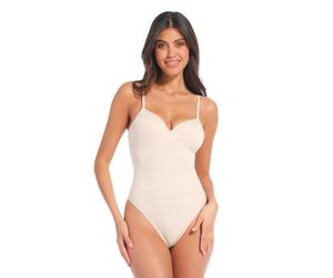 Shaping-Body MAGIC BODYFASHION "Soft Thong Body", Damen, Gr. L, N-Gr, lungo, Stoff, Obermaterial: 80% Baumwolle, 11% Polyamid, 9% Elasthan, eng, V-Ausschnitt, Bodys, schmale, verstellbare Träger (8364