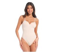 Shaping-Body MAGIC BODYFASHION "Soft Thong Body", Damen, Gr. XL, N-Gr, beige (lungo), Stoff, Obermaterial: 80% Baumwolle, 11% Polyamid, 9% Elasthan, eng, V-Ausschnitt, Bodys, schmale, verstellbare Trä