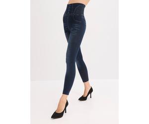 Shapingleggings BONPRIX "Shape Seamless Leggings Jeansoptik mit starker Formkraft", Damen, Gr. 56/58 (XXXL), N-Gr, blau (blau jeansoptik), Obermaterial: 49% Polyester, 46% Baumwolle, 5% Elasthan, Hose