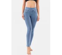 Shapingleggings FREDDY "NOW SKINNY YOGA", Damen, Gr. XS (34), N-Gr, blau (light blau), Web, Obermaterial: 84% Baumwolle, 16% Elasthan, figurbetont lang, Hosen, mit Lifting & Shaping Effekt und Umschla