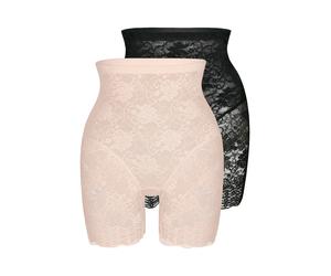 Shapingpants SASSA "Functional Lace", Damen, Gr. 65, schwarz (beige, schwarz), Spitze, Obermaterial: 89% Polyamid, 11% Elasthan, unifarben, körpernah, Unterhosen, mit floraler Spitze, leicht formend,