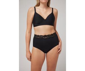 Shapingslip YSABEL MORA, Damen, Gr. L, schwarz, Single Jersey, Obermaterial: 90% Baumwolle, 10% Elasthan, körpernah, Unterhosen, Baumwollmix, elastisch, leichter Shape-Effekt, Spitze (86463525-L) schw