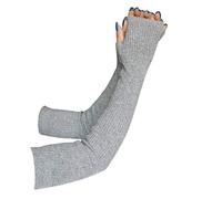 Share Maison Damen Armstulpen mit Daumenloch Winter Fingerlos Dehnbar Kaschmir Wolle Lange Handschuhe Ärmel - Grau - Medium