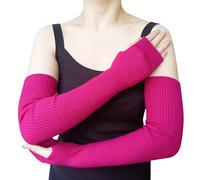 Share Maison Damen Armstulpen mit Daumenloch Winter Fingerlos Dehnbar Kaschmir Wolle Lange Handschuhe Ärmel - Rot - Medium