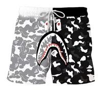 Shark Camo Unisex-Hose, Sporthose, Freizeit-Shorts, Strand-Shorts, Schwimmhose, B, L