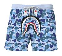 Shark Camo Unisex-Hose, Sporthose, Freizeit-Shorts, Strand-Shorts, Schwimmhose, F, L