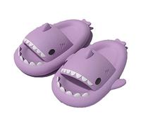 Shark Slippers Adult Hai Badelatschen Damen Herren, Rutschfeste Sommer Badeschlappen Super Weich Hausschuhe Open Toe Dusch Badeschuhe Strand Sandalen Cloud Slides Slippers(Size:38-39EU,Color:Violett)