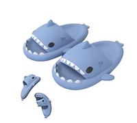 Shark Slippers Adult Hai Badelatschen Damen Herren, Rutschfeste Sommer Badeschlappen Super Weich Hausschuhe Open Toe Dusch Badeschuhe Strand Sandalen Cloud Slides Slippers(Size:40-41EU,Color:blau)