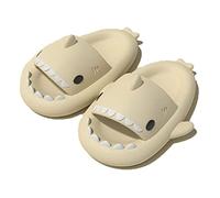 Shark Slippers Adult Hai Badelatschen Damen Herren, Rutschfeste Sommer Badeschlappen Super Weich Hausschuhe Open Toe Dusch Badeschuhe Strand Sandalen Cloud Slides Slippers(Size:44-45EU,Color:Beige)