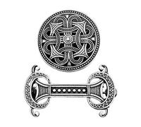 Sharplace 2Stk Mittelalter Broschen Gewandschließe Nordisch Brosche Keltisch Fibel Schmucknadel Ansteckernadel