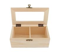 Sharplace Holzbox mit 2 Fächern und Verschluss, Holzschatulle, Schmuckschatulle Quadratisch Holzkiste mit Deckel für Steine, Tee, Schätze