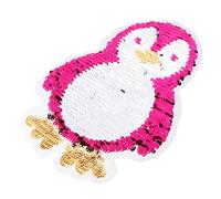 Sharplace Pailletten Aufnäher, Bügelbild, Patch, Aufbügler, Applikation, Wendepailletten, Motiv Auswahl, Schwarz oder Pink Pinguin, 24 x 18 cm