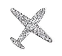 Sharplace Sicherheitsnadel Flugzeug- Anstecknadel Brosche Button Anstecker Trachtenbrosche mit Strass, Geschenk für Herren, Silber