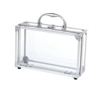 Sharplace Tragebox aus Aluminiumlegierung, Schmuck-Organizer, rechteckig, einfach zu verwendender, durchsichtiger Koffer für Make-up-Werkzeuge, Kulturbeutel für