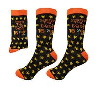 SHATCHI Unisex Simply The Best Years Old Socken zum 16. Geburtstag, Andenken, Geschenk für Sie und Ihn, schwarz/orange, One Size