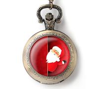SHATONG Klassische Weihnachtsmann-Serie Quarz Retro Taschenuhr mit arabische Ziffern und Kette,Weihnachten Geschenk für Männer und Frauen