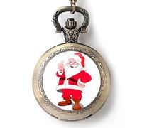 SHATONG Klassische Weihnachtsmann-Serie Quarz Retro Taschenuhr mit arabische Ziffern und Kette,Weihnachten Geschenk für Männer und Frauen