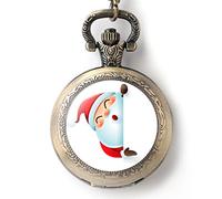 SHATONG Klassische Weihnachtsmann-Serie Quarz Retro Taschenuhr mit arabische Ziffern und Kette,Weihnachten Geschenk für Männer und Frauen