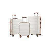 Shavont Kofferset 3-teilig, Hartschalenkoffer aus ABS, Handgepäck Koffer 55x40x20 cm, Mittelgroßer Koffer L, Großer Koffer XL, Trolley mit 4 Leisen 360° Doppelrollen (Kofferset, Cremefarben)
