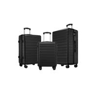 Shavont Kofferset 3-teilig, Hartschalenkoffer aus ABS, Handgepäck Koffer 55x40x20 cm, Mittelgroßer Koffer L, Großer Koffer XL, Trolley mit 4 Leisen 360° Doppelrollen (Kofferset, Schwarz)