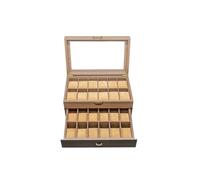 SHBHWS 3 Stile Doppelschichtige Uhrensammlung Dekorative Box 24 Raster Universelle Aufbewahrungsbox for Männer Und Frauen PU-Leder Uhrenbox Für die Aufbewahrung von Uhren(Wood Grain Box)