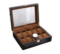 SHBHWS Handgefertigte Uhrenbox aus Holz, 6/10/12 Fächer, Uhrenvitrine, Schmuckhalter, Aufbewahrungs-Organizer for die Uhrenaufbewahrung Für die Aufbewahrung von Uhren(6Black Brown)