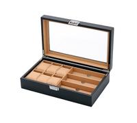 SHBHWS Handgefertigter Organizer aus Holz/Pu-Leder for 6+3 Uhren und Sonnenbrillen, multifunktionaler Schmuckständer Für die Aufbewahrung von Uhren(Color 02)