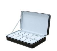 SHBHWS Reise-Uhrenbox mit integriertem Reißverschluss, staubdicht, tragbar, Aufbewahrungskoffer aus PU-Leder, Uhren-Displaybox for Reisen Für die Aufbewahrung von Uhren(BLACK12)