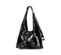 SHBHWS Retro Nieten Damen Leder Umhängetasche im Punk-Stil Motorrad Crossbody Tasche Großes Fassungsvermögen Spicy Girl Tote Bag Für Arbeit, Shopping und Reisen(Black)