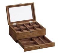 SHBHWS Uhrenbox mit 8 Fächern, 2-stöckige Uhrenvitrine großem Glasdeckel, Samtfutter, Schmuckschatulle Für die Aufbewahrung von Uhren