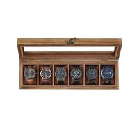 SHBHWS Uhrenbox, Uhrengehäuse mit 6 Fächern, Uhrenbox-Organizer aus Massivholz Glasdeckel, Uhrenvitrine abnehmbaren Kissen Für die Aufbewahrung von Uhren