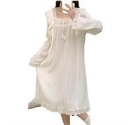 SHDEYAVK, Damen Winter Schlafbekleidung 5XL Plus Größe Langarm Nachthemd Frauen Frühling Und Herbst Ins Lange Loungewear Weiche Bequeme Nachtwäsche Hause Kleid(B,4XL)