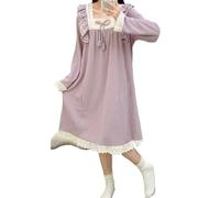 SHDEYAVK, Damen Winter Schlafbekleidung 5XL Plus Größe Langarm Nachthemd Frauen Frühling Und Herbst Ins Lange Loungewear Weiche Bequeme Nachtwäsche Hause Kleid(A,5XL)