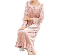 SHDEYAVK, Damen Winter Schlafbekleidung Damen-Nachthemd, Frühling, Herbst, Winter, langärmelig, einseitig, Flanell, langes Nachthemd, Heimkleidung(2,XL)