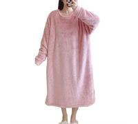 SHDEYAVK, Damen Winter Schlafbekleidung Winter Plus Größe Langarm Dicke Warme Flanell Nachthemden for Frauen Lose Nachtwäsche Nacht Kleid Nachthemd Nighty(A,4XL)