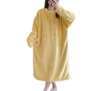 SHDEYAVK, Damen Winter Schlafbekleidung Winter Plus Größe Langarm Dicke Warme Flanell Nachthemden for Frauen Lose Nachtwäsche Nacht Kleid Nachthemd Nighty(B,5XL)