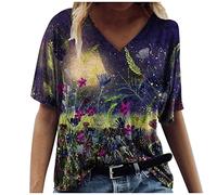 SHE.White Damen Shirt Langarm Oberteile Damen Sommer Sommer Top Damen Wandershirt Damen Damenblusen Leinenbluse Pulli Damen Shirt Mit Gummizug Am Saum(1-Purple, S)