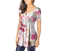 SHE.White Neon Shirt Damen Bluse Kurzarm Damen Tank Top Damen Sommer Team Bride Tshirt Longbluse Damen Blusenshirt Longsleeve Damen Top Mit Integriertem BH(2-Pink, XL)