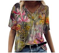 SHE.White Pieces Shirt Damen Damen Bluse Weiß Damen Top Sexy MäDchen T-Shirt Laufshirt Schwarzes Oberteil Damen Kimono Damen Bluse Kurzarm Damen Elegant(1-Khaki, XXL)