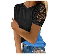 SHE.White Shirt Damen Weiß Bluse Kurzarm Damen TräGerloses Top Damen Bluse Damen Kurzarm Elegant T-Shirts+FüR+Damen Blusen Damen Kurzarm Tshirts Women Crop Top Weiß(2-Blue, XXL)