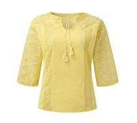 SHE.White Shirt Gestreift Damen Schwarze Bluse Damen Elegant Dirndl Bluse Damen Lang Damen Tshirt Sommer Leinenbluse Damen Sommer Seidenbluse Damen Tunika Bademode Damen(1-Yellow, 3XL)