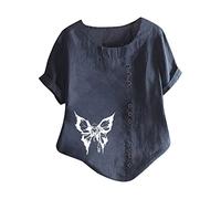 SHE.White Shirt Mit Spitze Damen Damen Bluse 3/4 Arm Bandeau Top Damen Lang Uv Shirt Baby Damen Blusen Blusenjacke Damen Damen Shirts Bustier Damen(Marine, S)